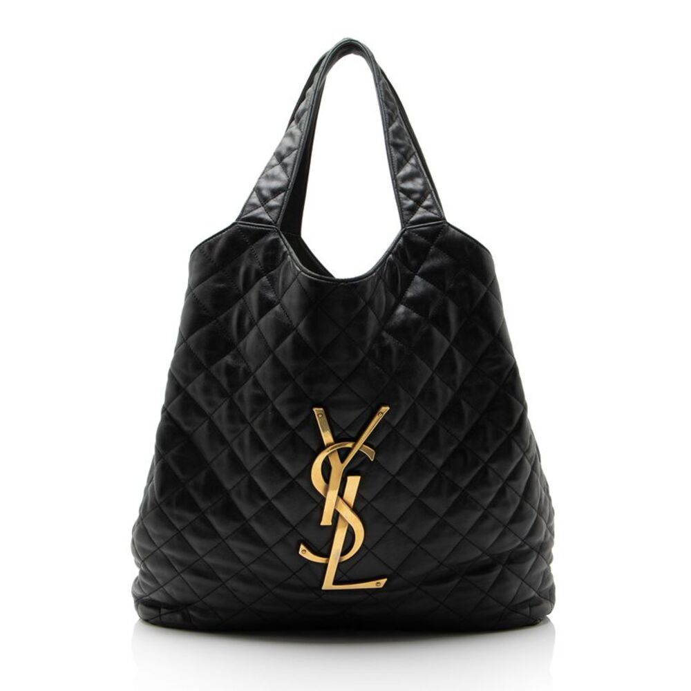 Saint Laurent Quilted Lambskin Monogram Icare Maxi Shopping Tote